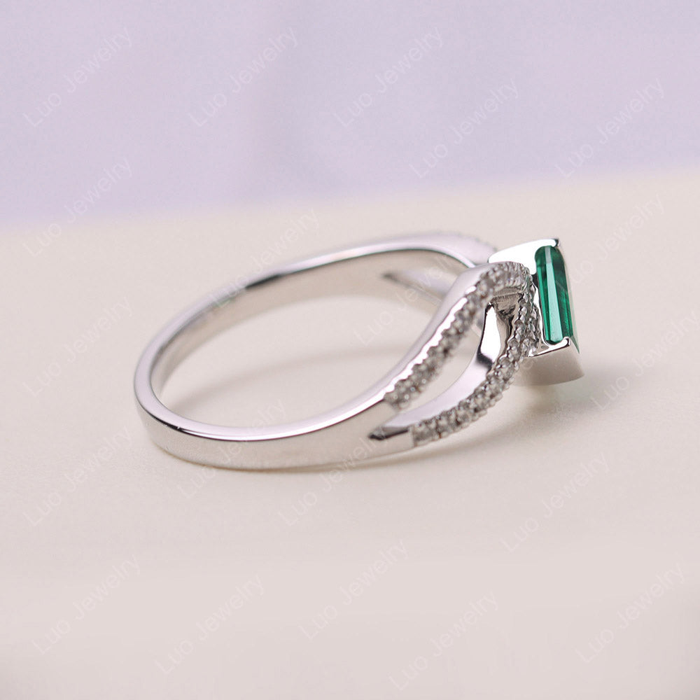 Emerald Bypass Baguette Ring