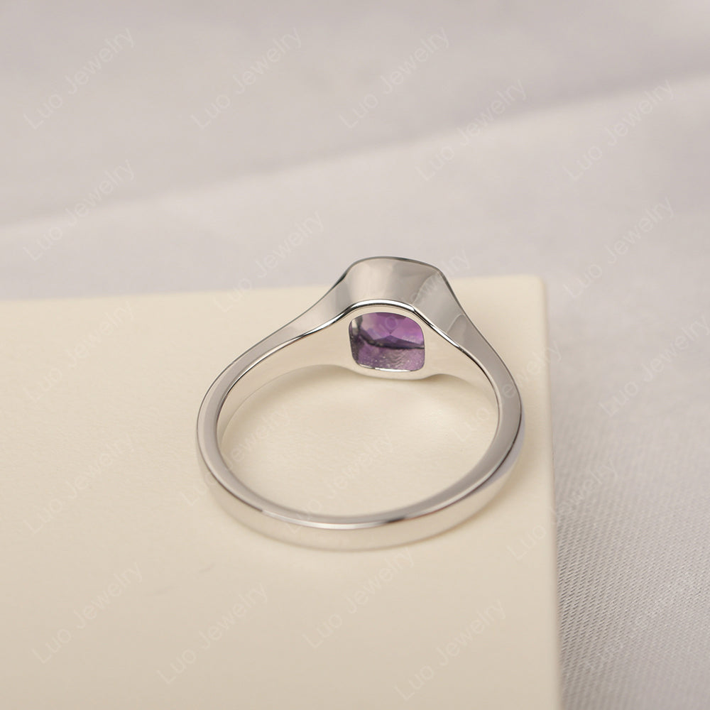 Vintage Cushion Amethyst Bezel Set Solitaire Ring - LUO Jewelry