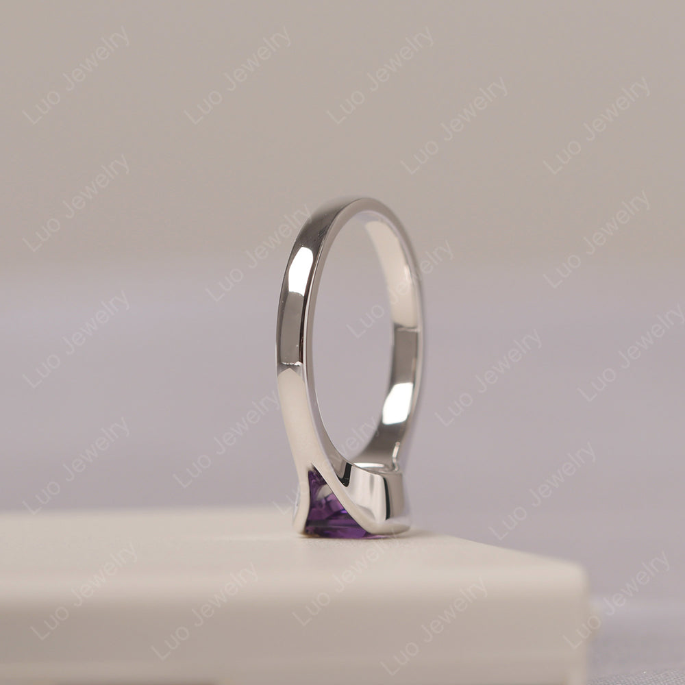 Vintage Cushion Amethyst Bezel Set Solitaire Ring - LUO Jewelry