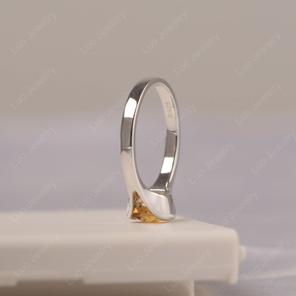 Vintage Cushion Citrine Bezel Set Solitaire Ring - LUO Jewelry