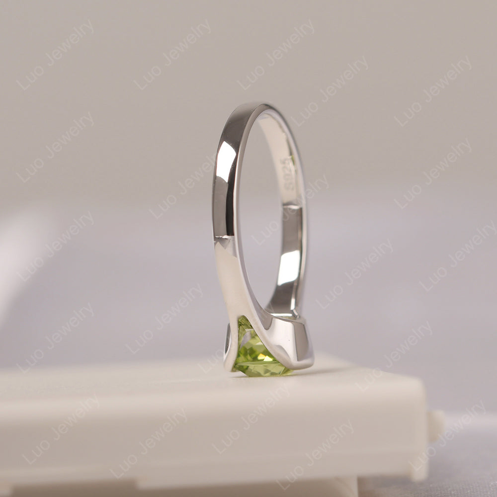 Vintage Cushion Peridot Bezel Set Solitaire Ring - LUO Jewelry