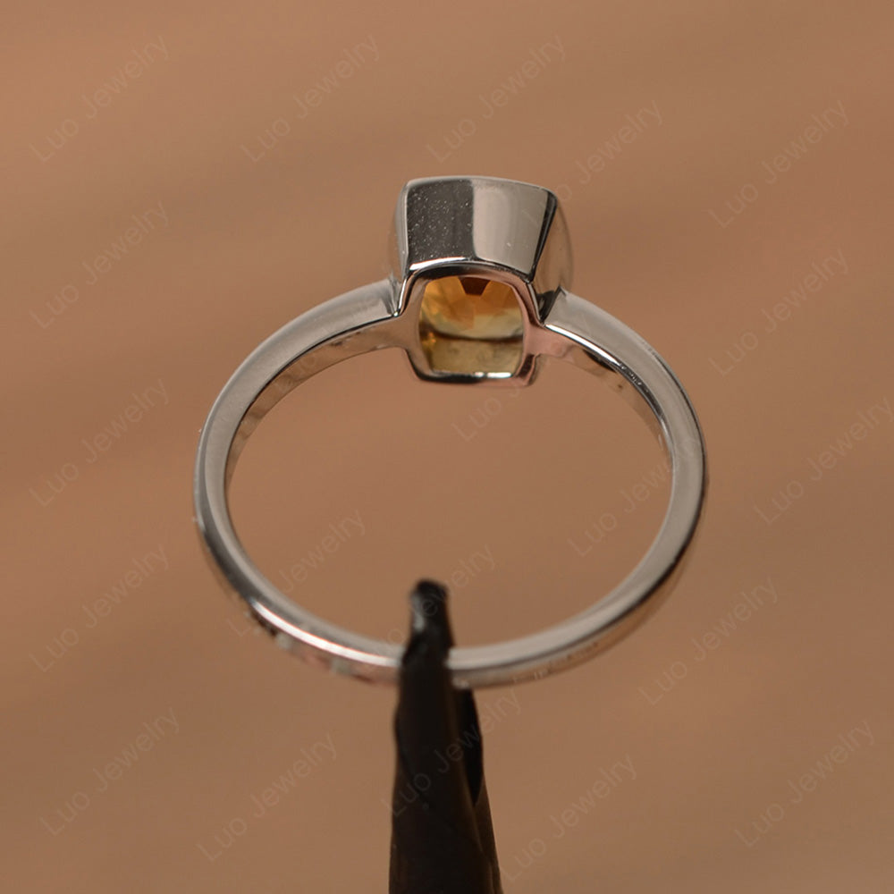 Cushion Cut Citrine Bezel Set Solitaire Ring - LUO Jewelry