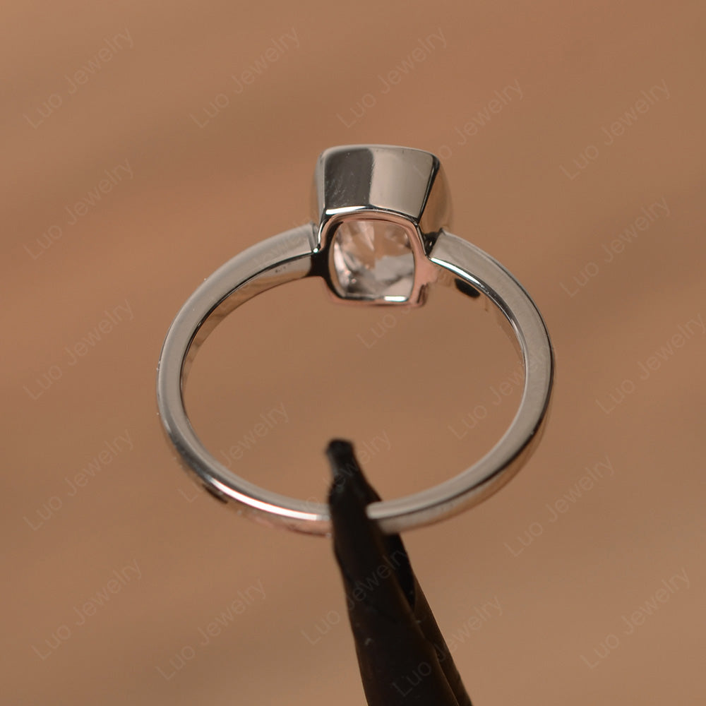 Cushion Cut Morganite Bezel Set Solitaire Ring - LUO Jewelry