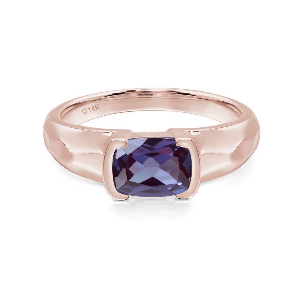 Elongated Cushion Alexandrite Engagement Ring - LUO Jewelry #metal_14k rose gold