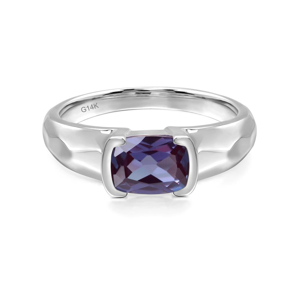 Elongated Cushion Alexandrite Engagement Ring - LUO Jewelry #metal_14k white gold