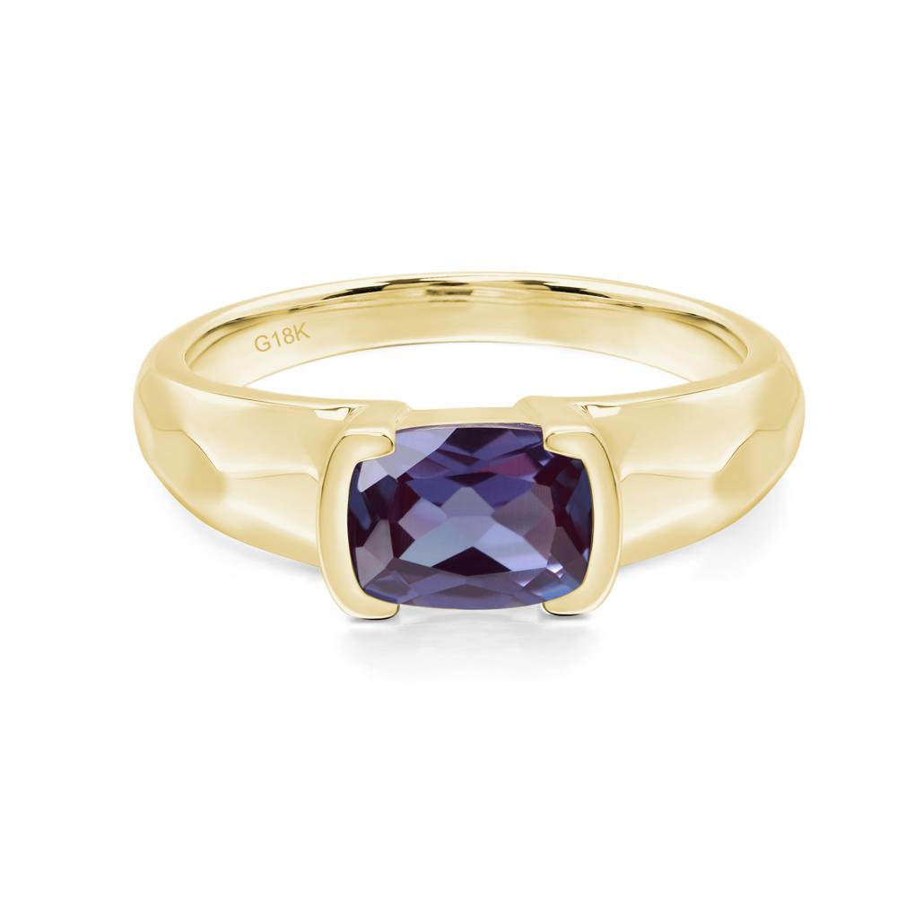 Elongated Cushion Alexandrite Engagement Ring - LUO Jewelry #metal_18k yellow gold