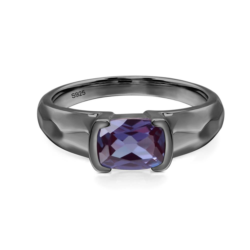 Elongated Cushion Alexandrite Engagement Ring - LUO Jewelry #metal_black finish sterling silver