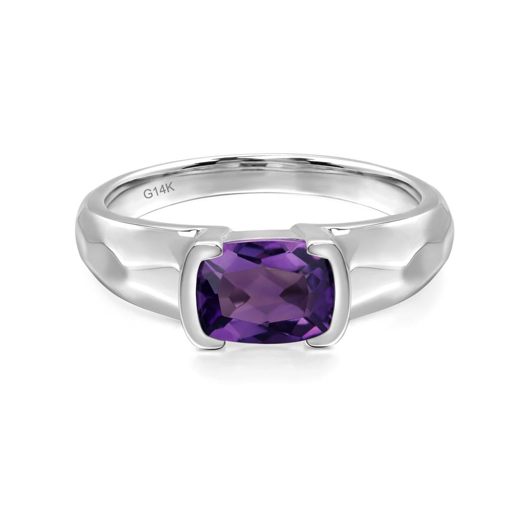 Elongated Cushion Amethyst Engagement Ring - LUO Jewelry #metal_14k white gold