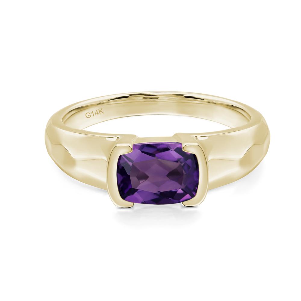 Elongated Cushion Amethyst Engagement Ring - LUO Jewelry #metal_14k yellow gold