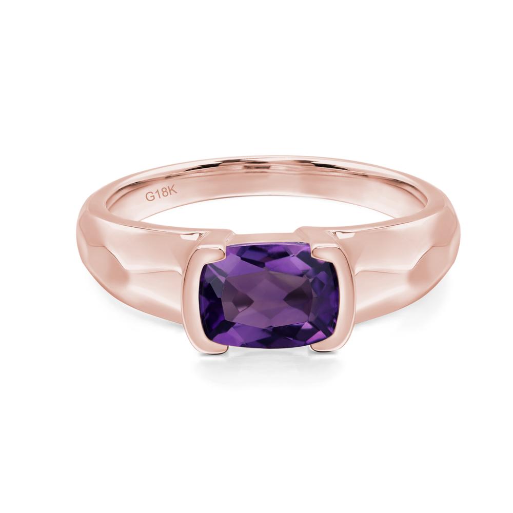 Elongated Cushion Amethyst Engagement Ring - LUO Jewelry #metal_18k rose gold