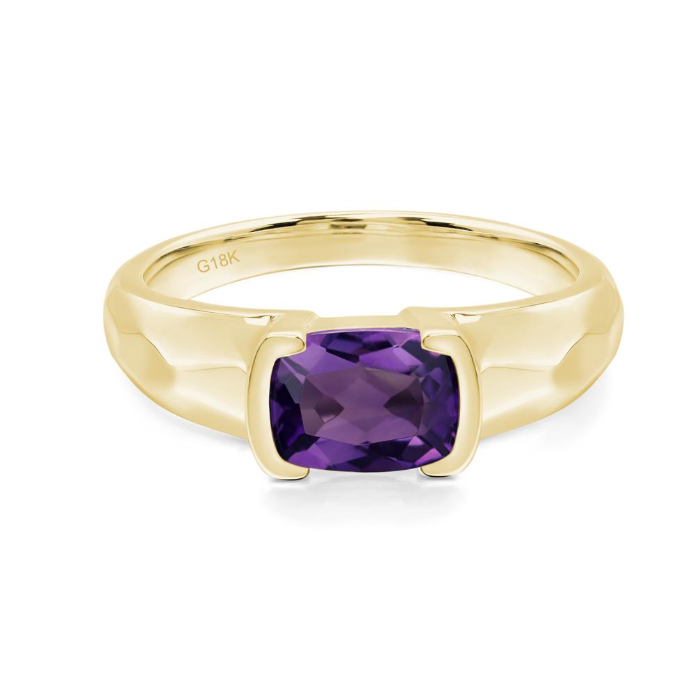 Elongated Cushion Amethyst Engagement Ring - LUO Jewelry #metal_18k yellow gold