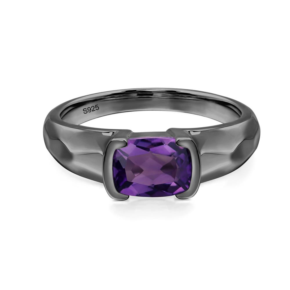 Elongated Cushion Amethyst Engagement Ring - LUO Jewelry #metal_black finish sterling silver