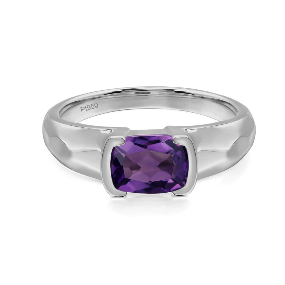 Elongated Cushion Amethyst Engagement Ring - LUO Jewelry #metal_platinum