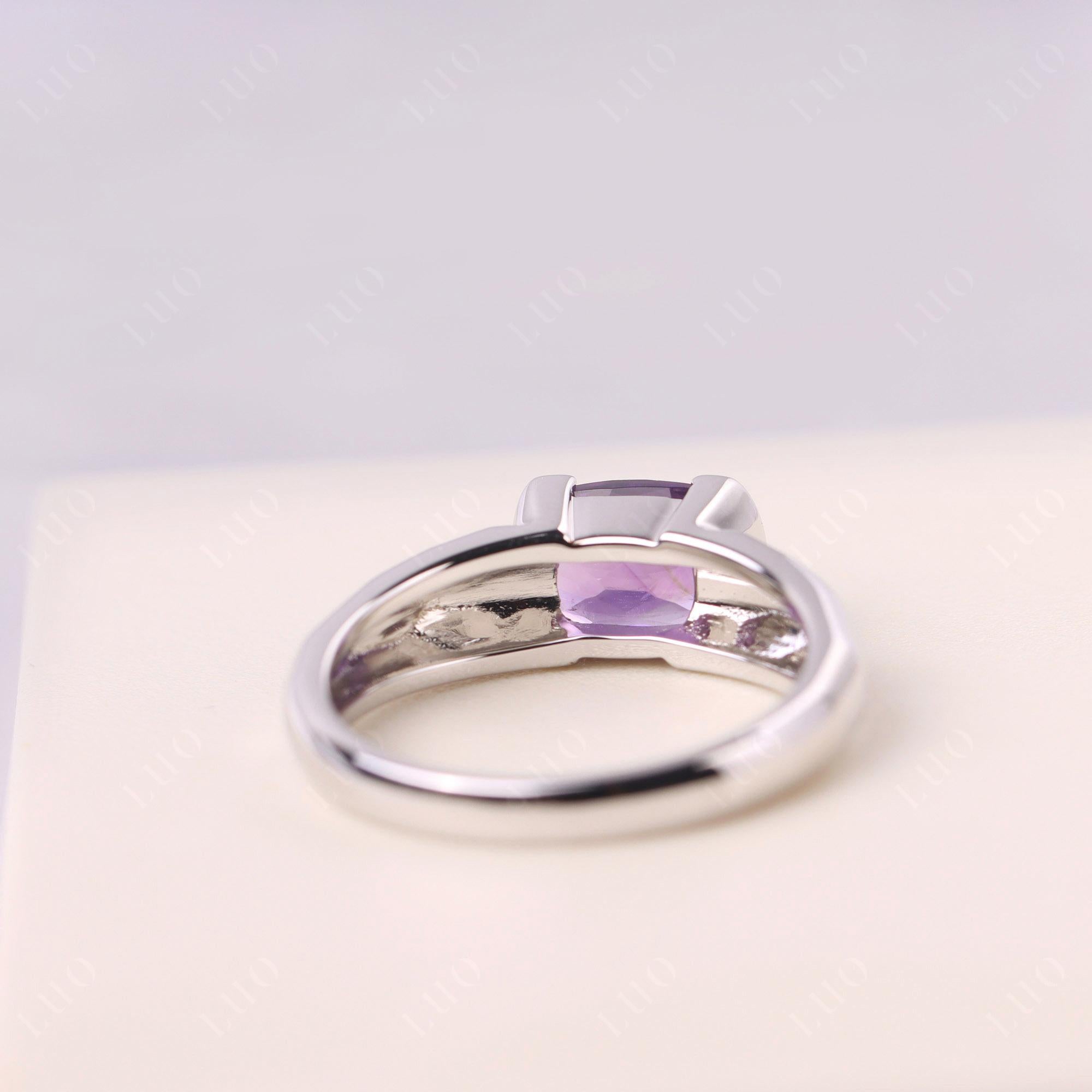 Elongated Cushion Amethyst Engagement Ring - LUO Jewelry
