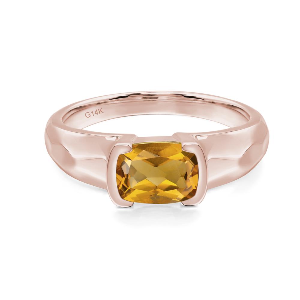 Elongated Cushion Citrine Engagement Ring - LUO Jewelry #metal_14k rose gold