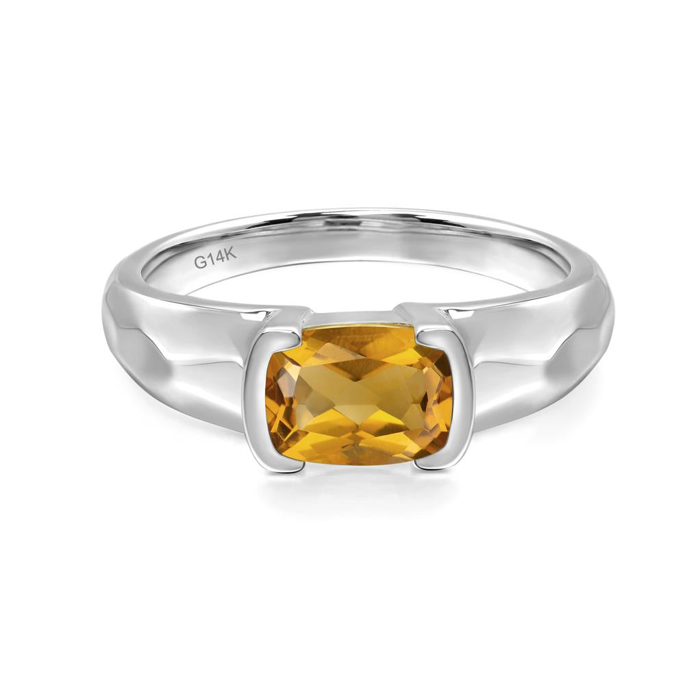 Elongated Cushion Citrine Engagement Ring - LUO Jewelry #metal_14k white gold