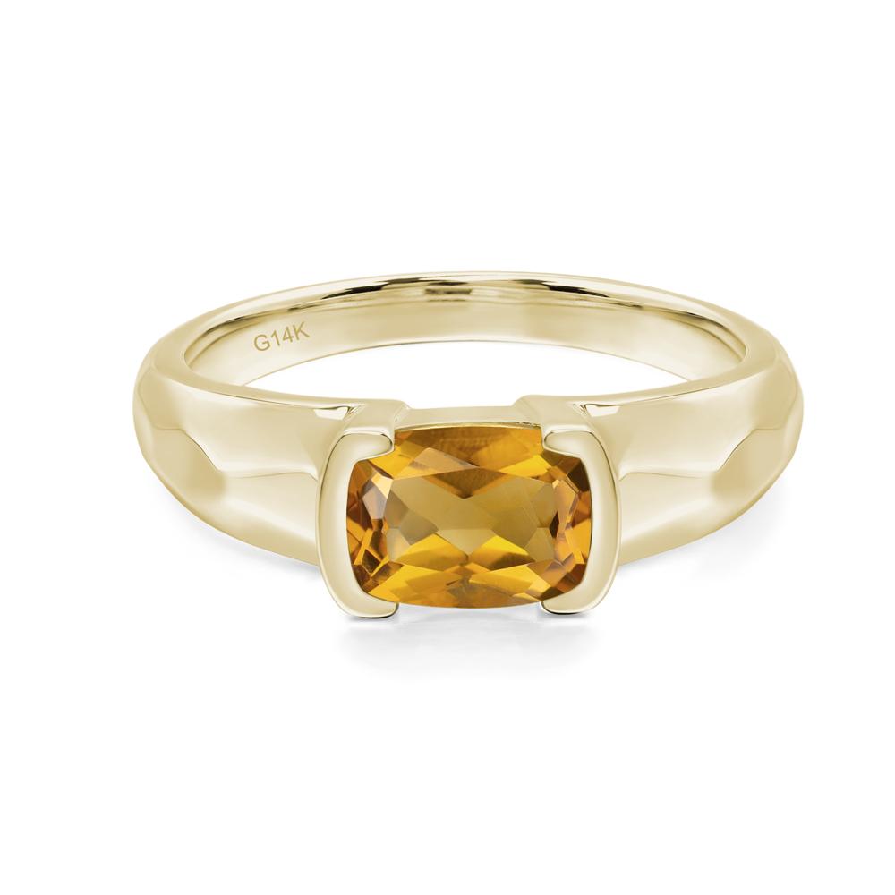 Elongated Cushion Citrine Engagement Ring - LUO Jewelry #metal_14k yellow gold