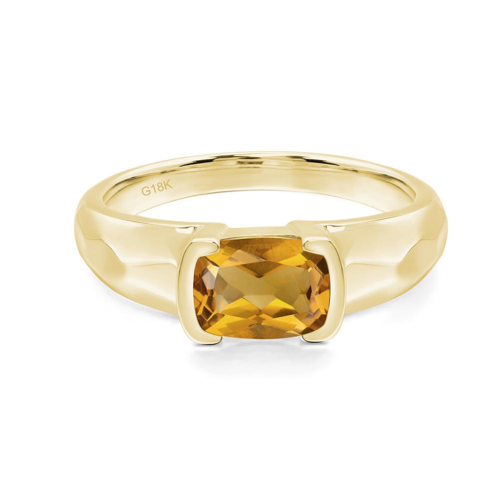 Elongated Cushion Citrine Engagement Ring - LUO Jewelry #metal_18k yellow gold