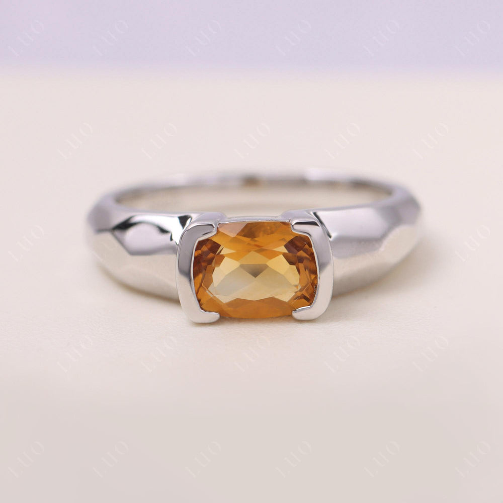 Elongated Cushion Cut Citrine Engagement Ring