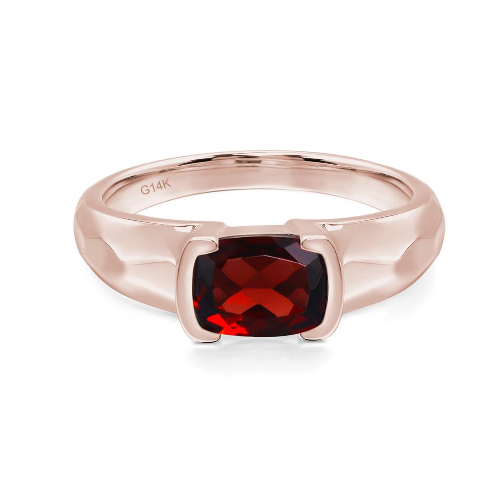 Elongated Cushion Garnet Engagement Ring - LUO Jewelry #metal_14k rose gold
