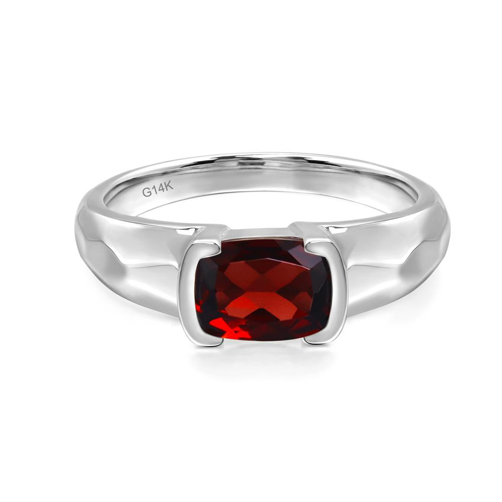 Elongated Cushion Garnet Engagement Ring - LUO Jewelry #metal_14k white gold