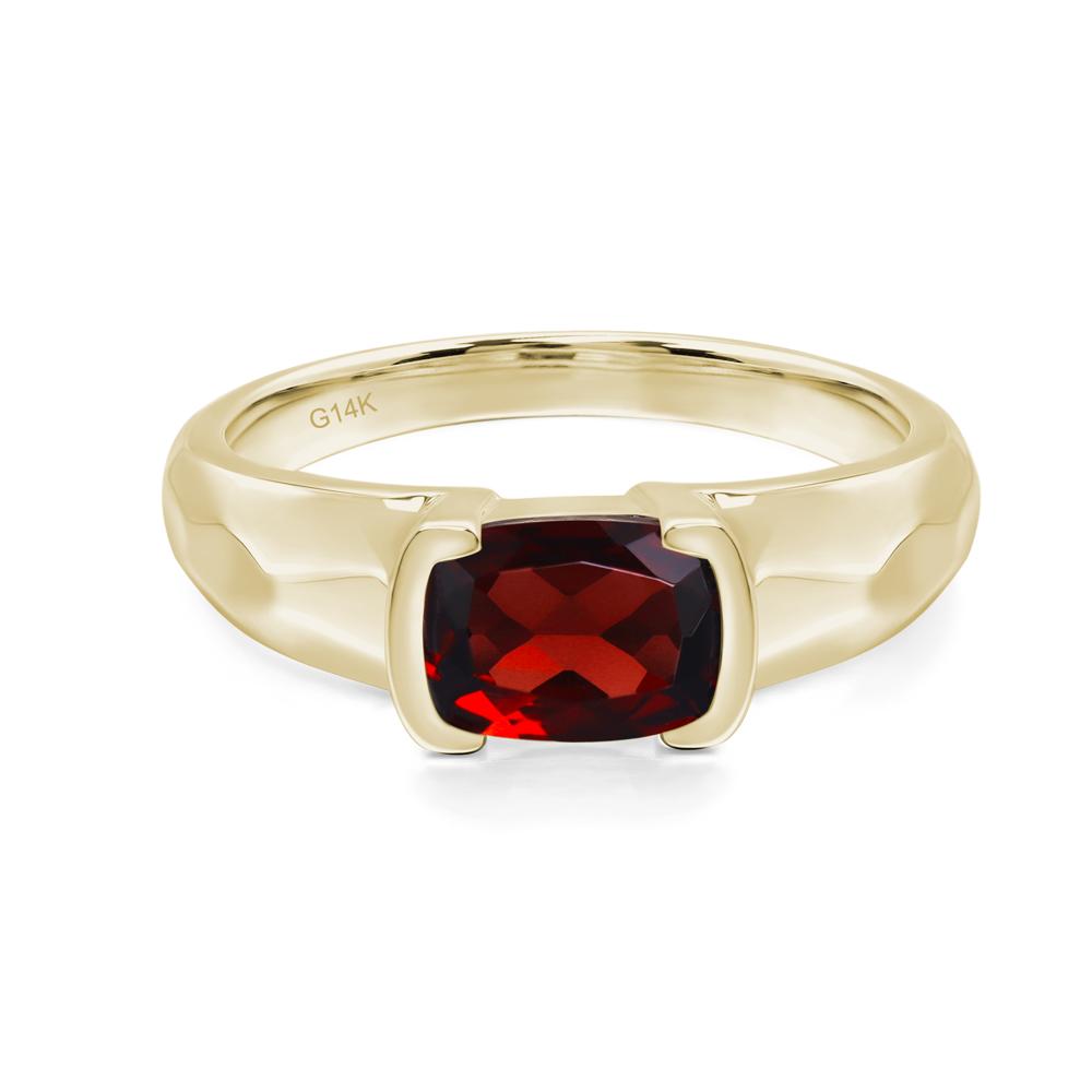 Elongated Cushion Garnet Engagement Ring - LUO Jewelry #metal_14k yellow gold