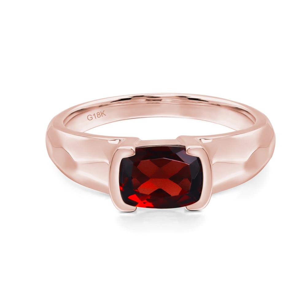 Elongated Cushion Garnet Engagement Ring - LUO Jewelry #metal_18k rose gold