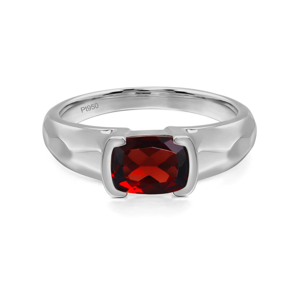 Elongated Cushion Garnet Engagement Ring - LUO Jewelry #metal_platinum