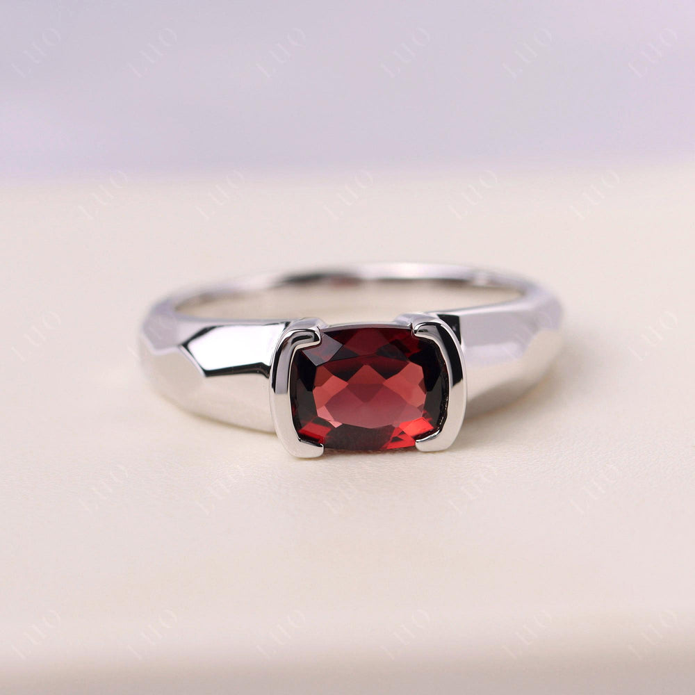 Elongated Cushion Cut Garnet Engagement Ring