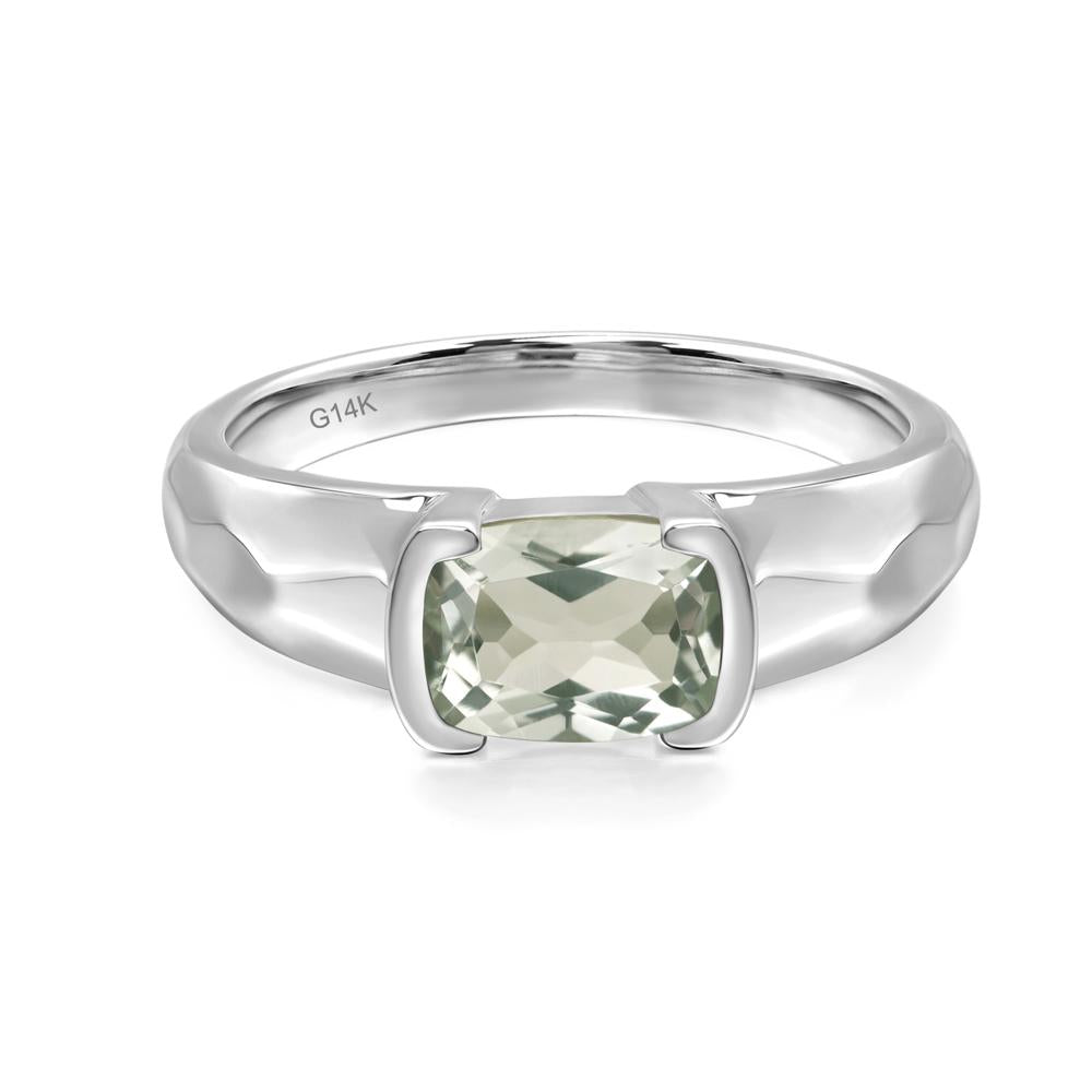 Elongated Cushion Green Amethyst Engagement Ring - LUO Jewelry #metal_14k white gold