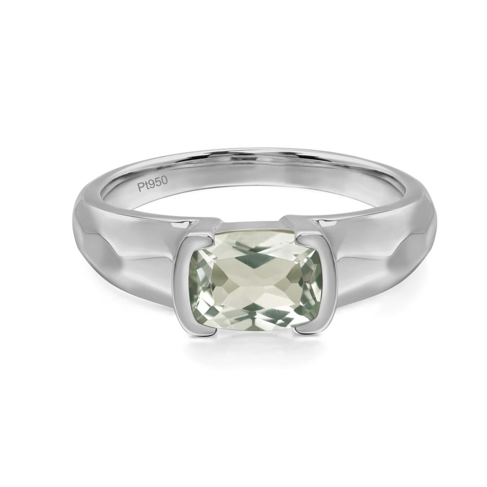 Elongated Cushion Green Amethyst Engagement Ring - LUO Jewelry #metal_platinum