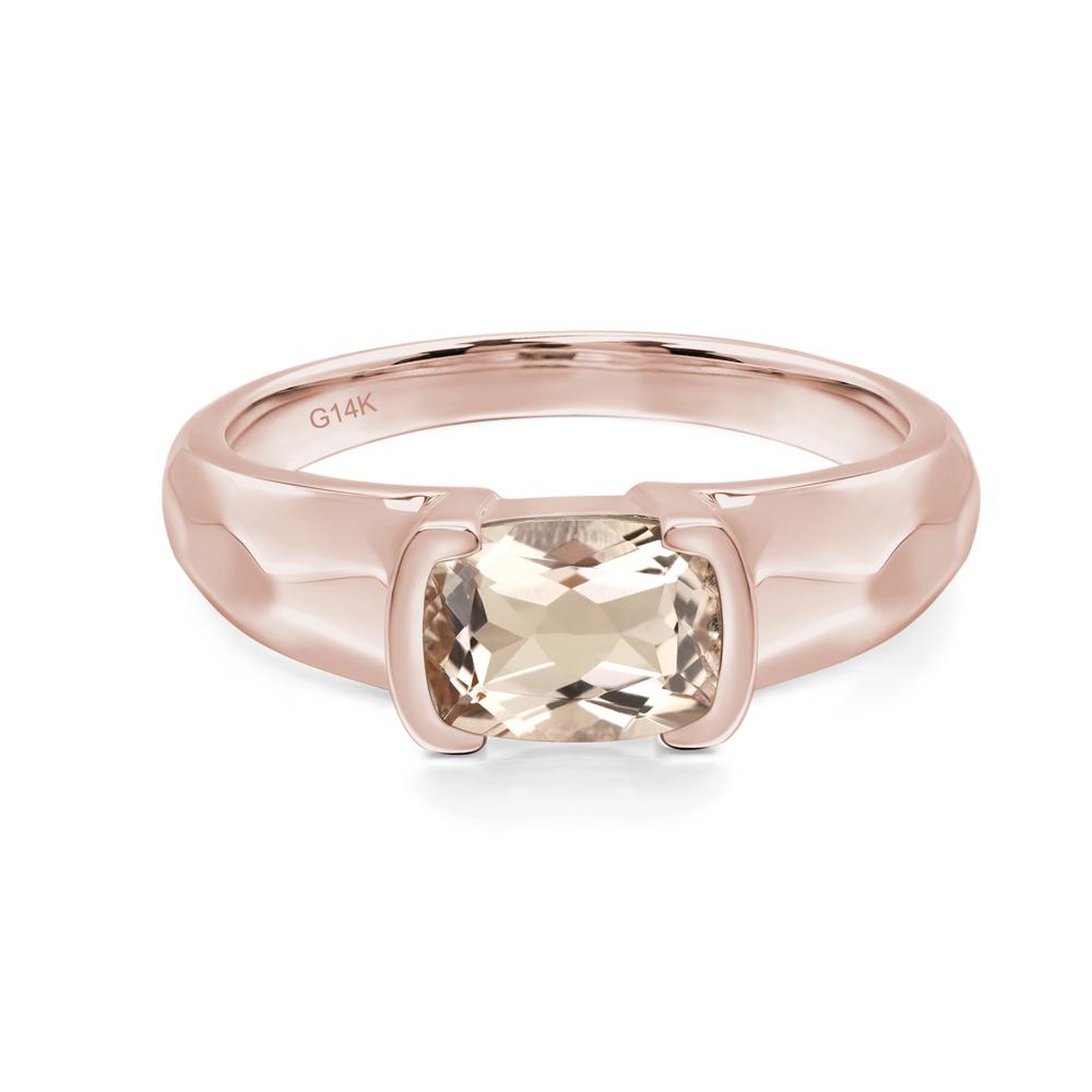 Elongated Cushion Morganite Engagement Ring - LUO Jewelry #metal_14k rose gold