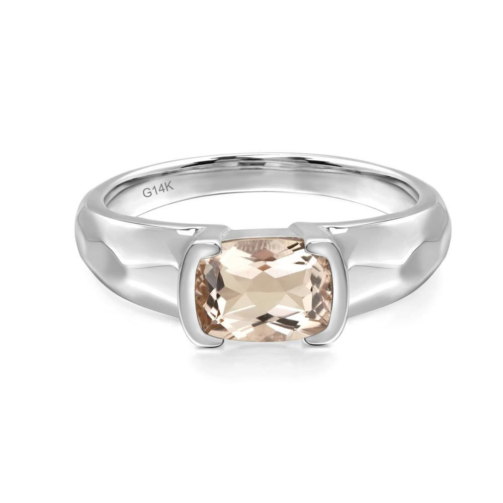 Elongated Cushion Morganite Engagement Ring - LUO Jewelry #metal_14k white gold