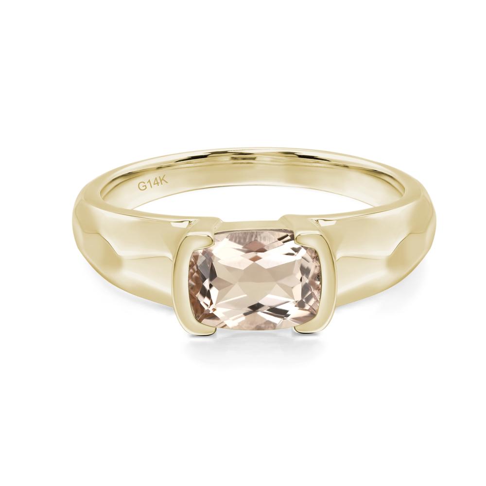 Elongated Cushion Morganite Engagement Ring - LUO Jewelry #metal_14k yellow gold