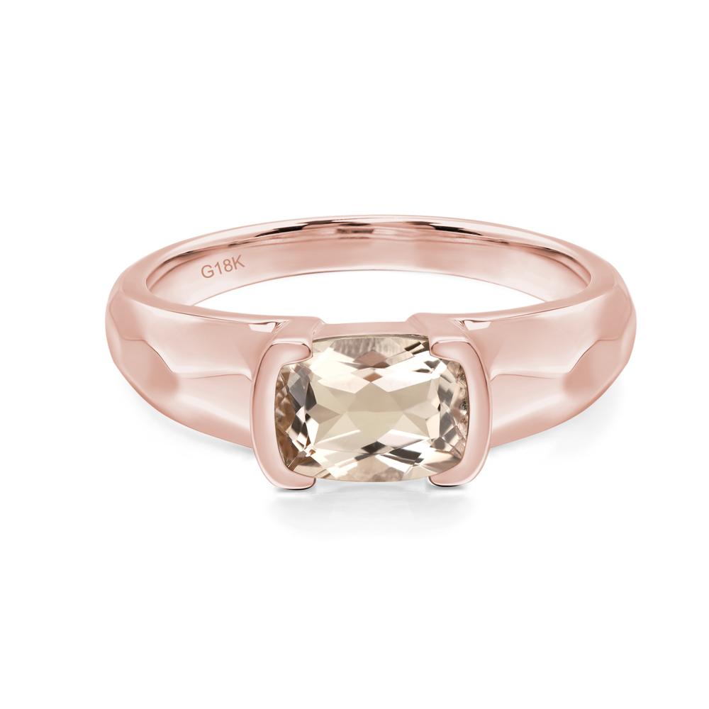 Elongated Cushion Morganite Engagement Ring - LUO Jewelry #metal_18k rose gold