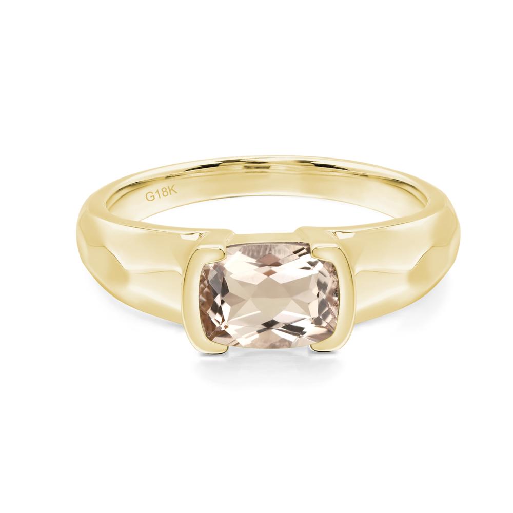 Elongated Cushion Morganite Engagement Ring - LUO Jewelry #metal_18k yellow gold