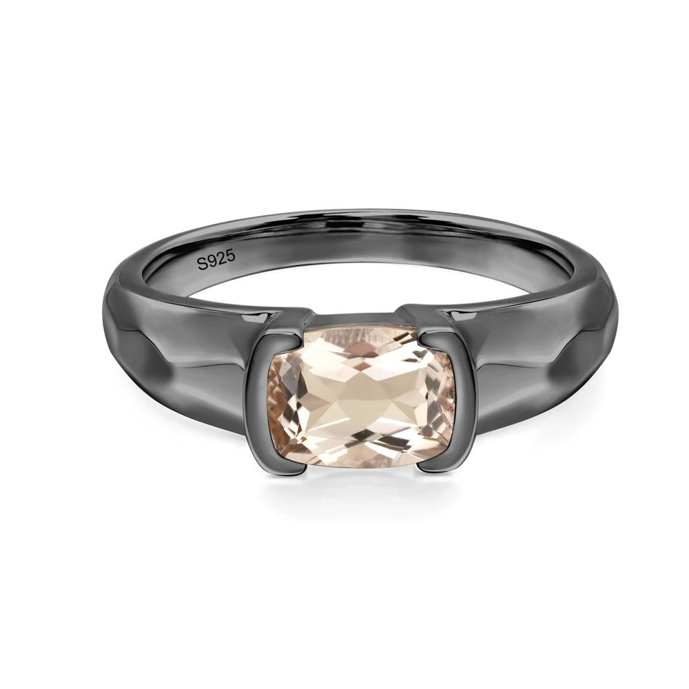 Elongated Cushion Morganite Engagement Ring - LUO Jewelry #metal_black finish sterling silver