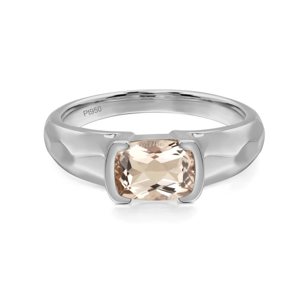 Elongated Cushion Morganite Engagement Ring - LUO Jewelry #metal_platinum