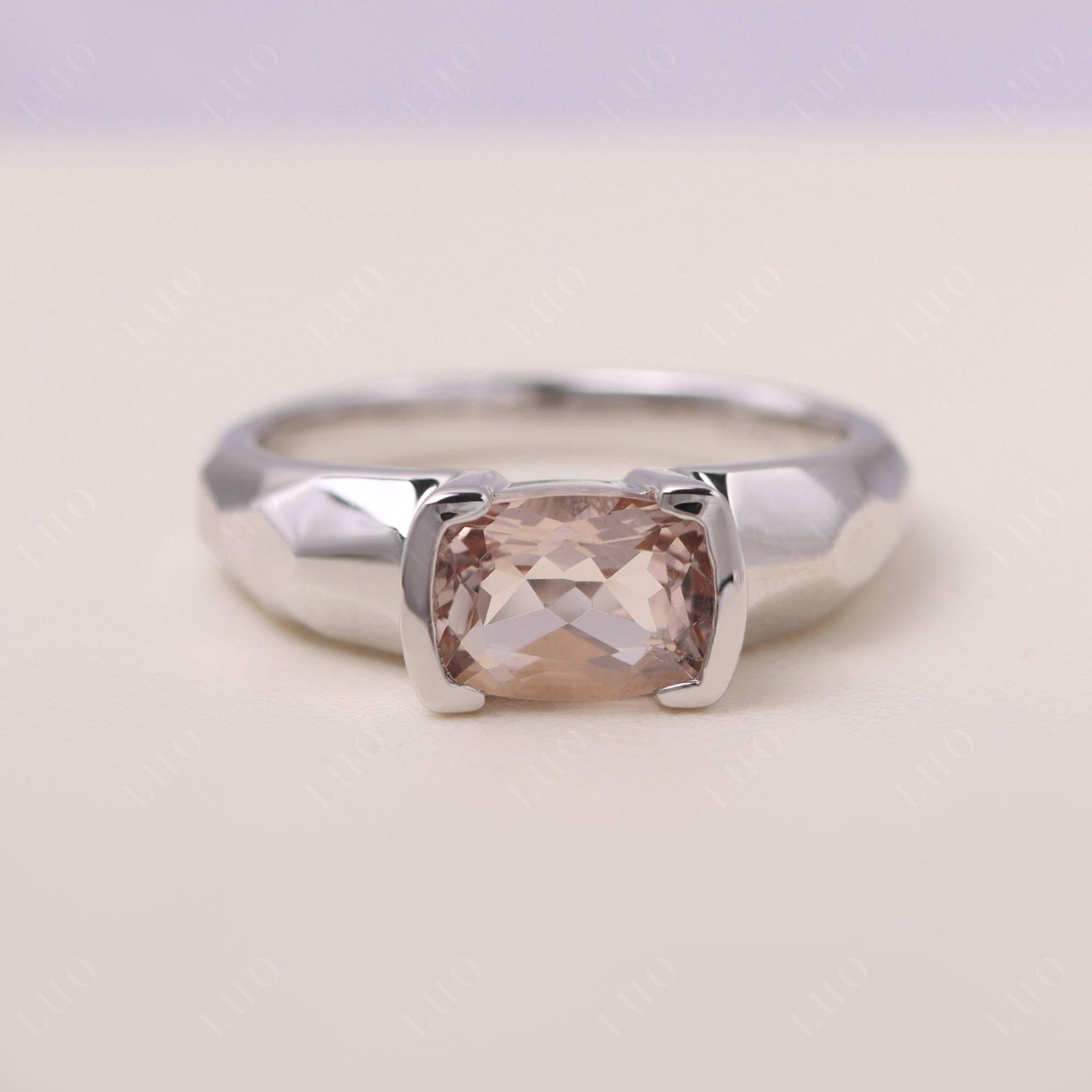 Elongated Cushion Morganite Engagement Ring - LUO Jewelry