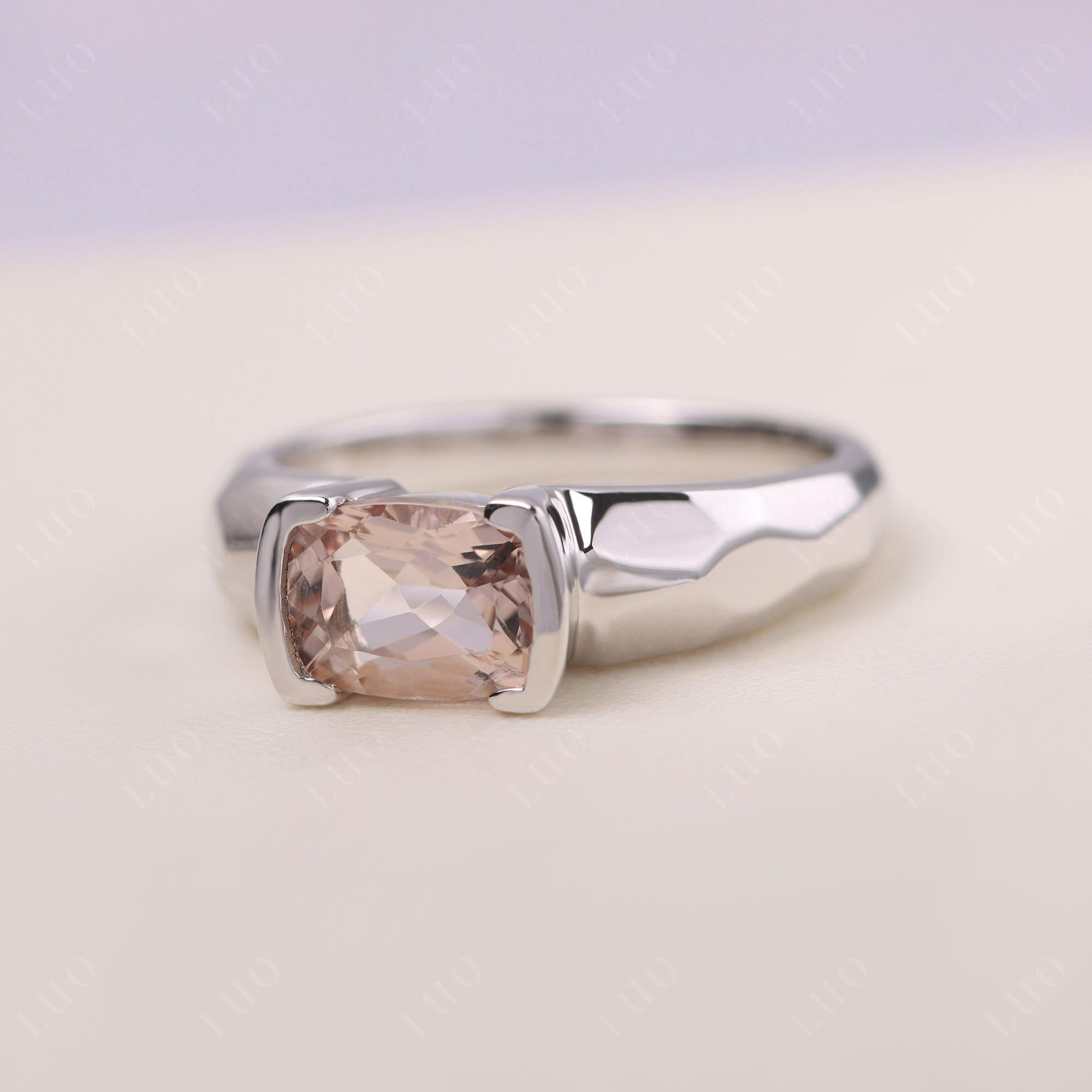 Elongated Cushion Morganite Engagement Ring - LUO Jewelry
