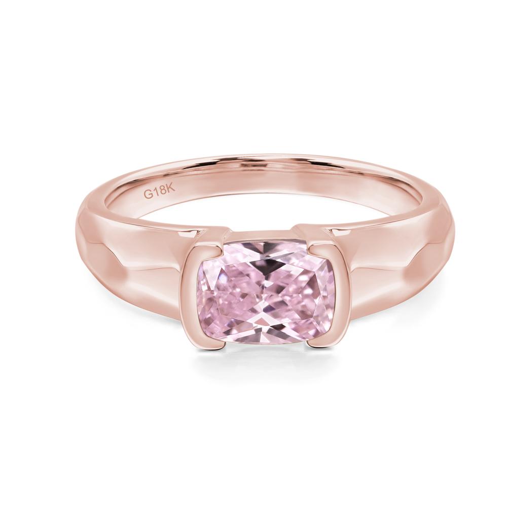 Elongated Cushion Cubic Zirconia Engagement Ring - LUO Jewelry #metal_18k rose gold