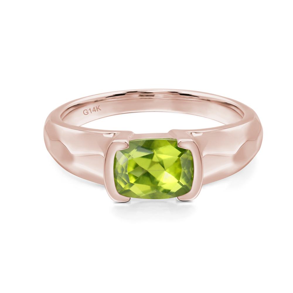 Elongated Cushion Peridot Engagement Ring - LUO Jewelry #metal_14k rose gold