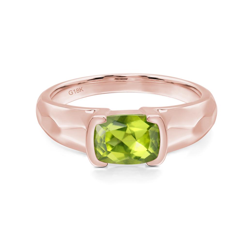 Elongated Cushion Peridot Engagement Ring - LUO Jewelry #metal_18k rose gold