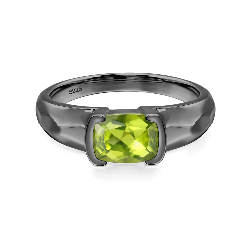 Elongated Cushion Peridot Engagement Ring - LUO Jewelry #metal_black finish sterling silver