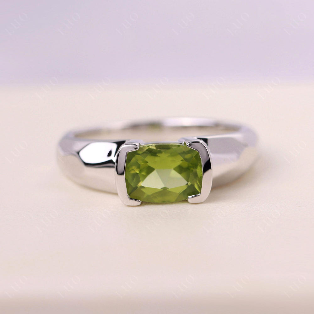 Elongated Cushion Cut Peridot Engagement Ring