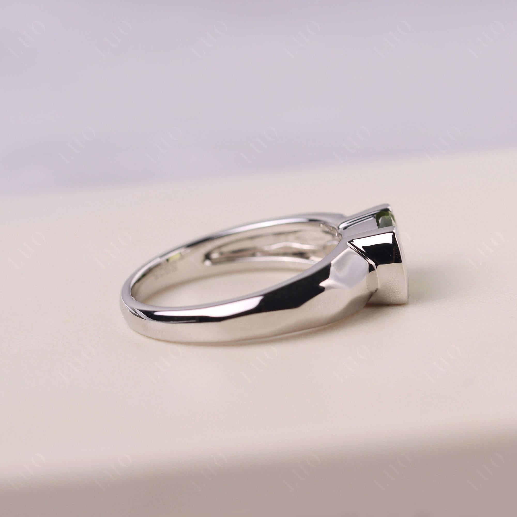 Elongated Cushion Peridot Engagement Ring - LUO Jewelry