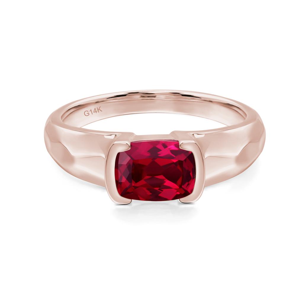 Elongated Cushion Ruby Engagement Ring - LUO Jewelry #metal_14k rose gold