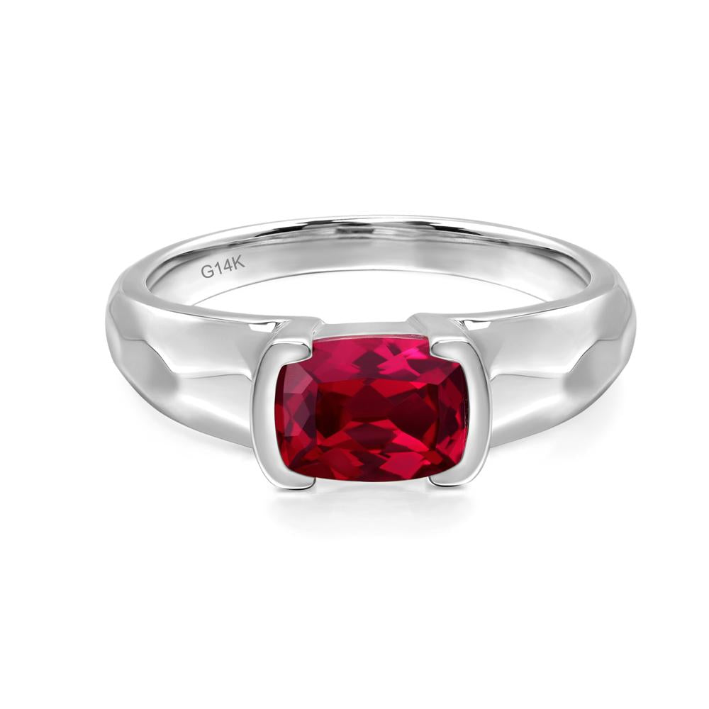 Elongated Cushion Ruby Engagement Ring - LUO Jewelry #metal_14k white gold