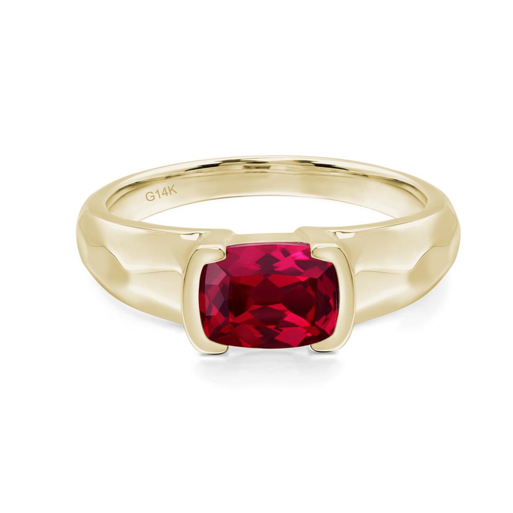 Elongated Cushion Ruby Engagement Ring - LUO Jewelry #metal_14k yellow gold