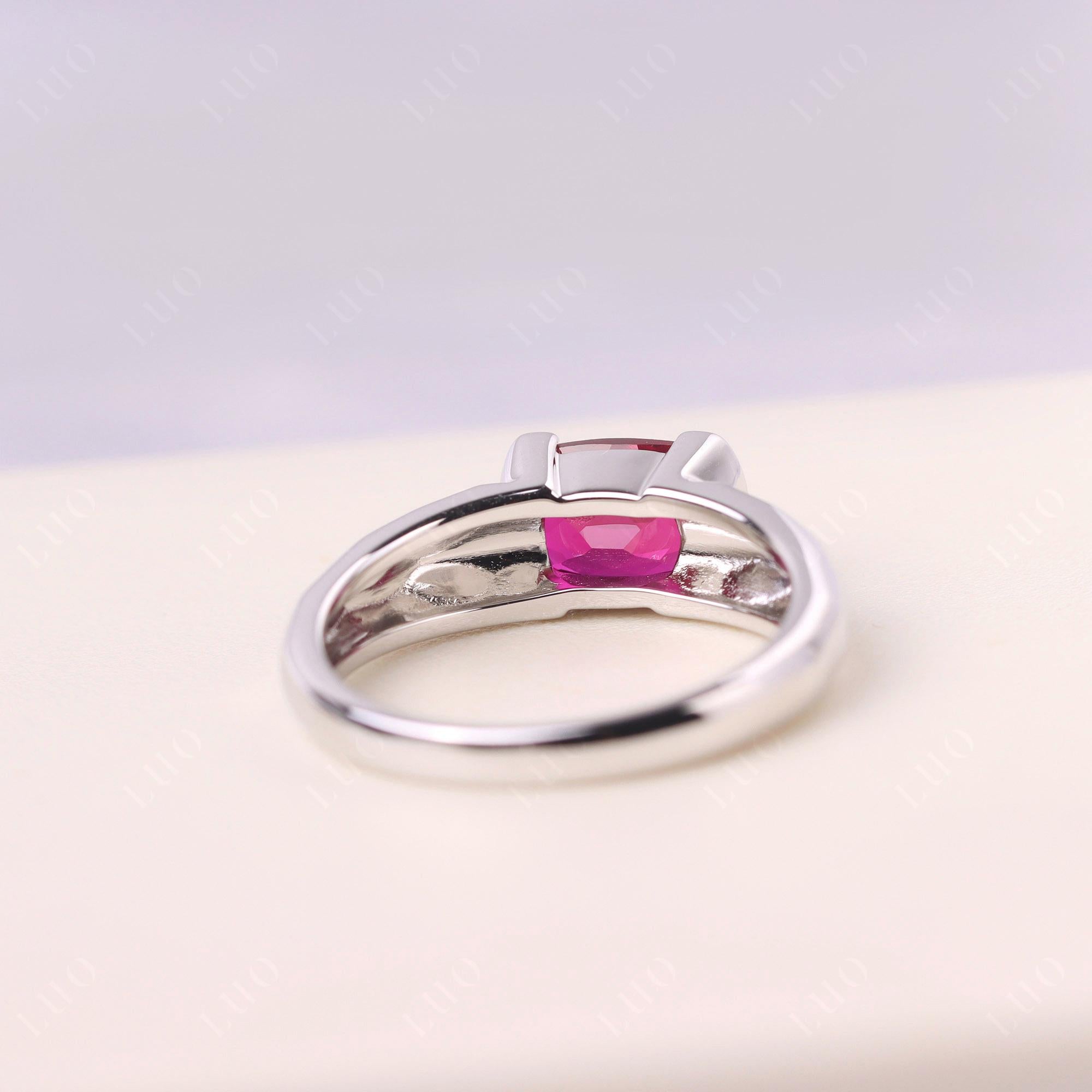 Elongated Cushion Ruby Engagement Ring - LUO Jewelry